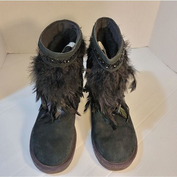 UGG Peacock Feather Swarovski Crystals Boots 6M - Picture 3 of 14